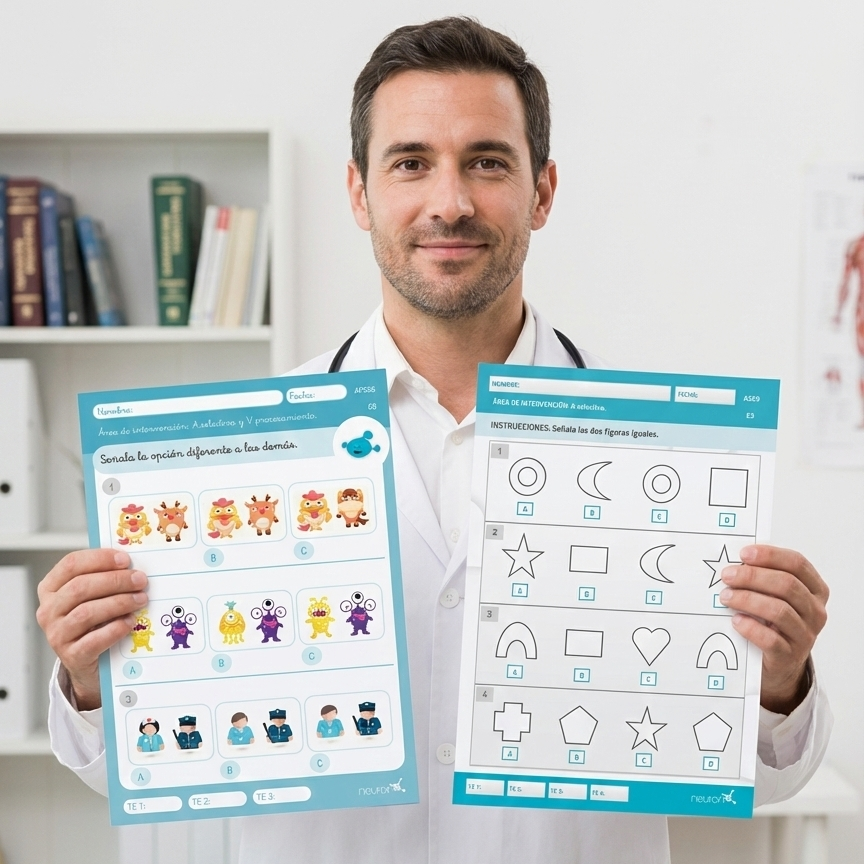 Terapeuta a trabalhar com um utilizador idoso numa sessão de reabilitação cognitiva